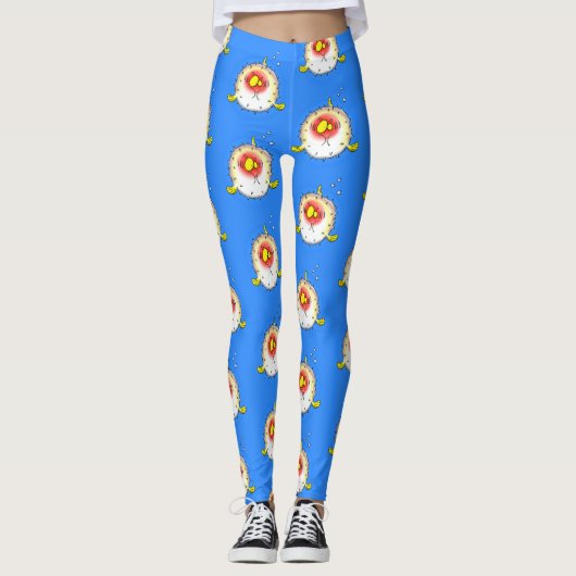 Funny Puffer Fish porcupfish Cartoon Leggings (Vorderseite)