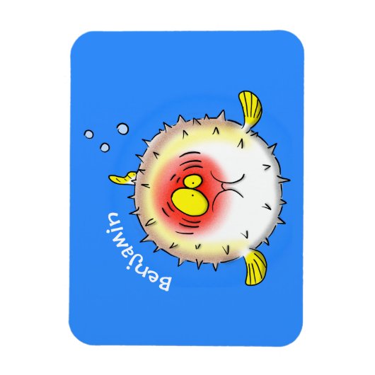 Funny Puffer Fish porcupfish Cartoon Magnet (Vertikal)