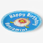 Funny Puffer Fish porcupfish Cartoon Pappteller (Schrägansicht)