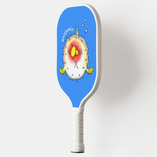 Funny Puffer Fish porcupfish Cartoon Pickleball Schläger (Links)