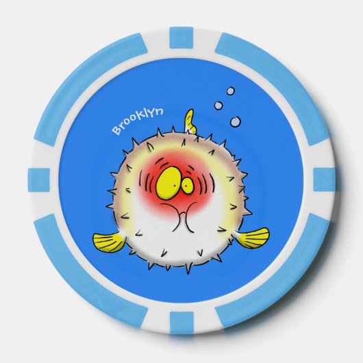Funny Puffer Fish porcupfish Cartoon Pokerchips (Vorderseite)