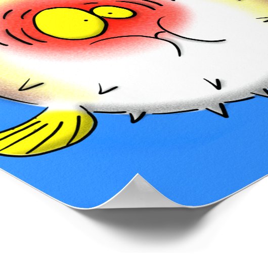 Funny Puffer Fish porcupfish Cartoon Poster (Ecke)