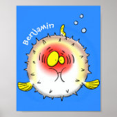 Funny Puffer Fish porcupfish Cartoon Poster (Vorne)
