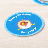 Funny Puffer Fish porcupfish Cartoon Runder Pappuntersetzer (Angewinkelt)