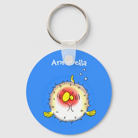 Funny Puffer Fish porcupfish Cartoon Schlüsselanhänger (Vorderseite)