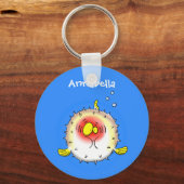 Funny Puffer Fish porcupfish Cartoon Schlüsselanhänger (Vorderseite)