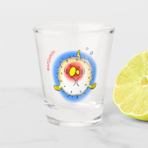 Funny Puffer Fish porcupfish Cartoon Schnapsglas