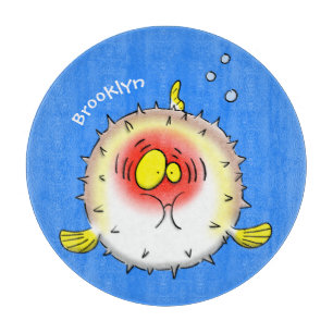 Funny Puffer Fish porcupfish Cartoon Schneidebrett