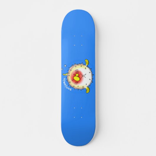 Funny Puffer Fish porcupfish Cartoon Skateboard (Vorne)