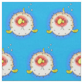 Funny Puffer Fish porcupfish Cartoon Stoff (Nahaufnahme)