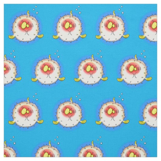 Funny Puffer Fish porcupfish Cartoon Stoff (Muster)