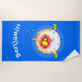 Funny Puffer Fish porcupfish Cartoon Strandtuch