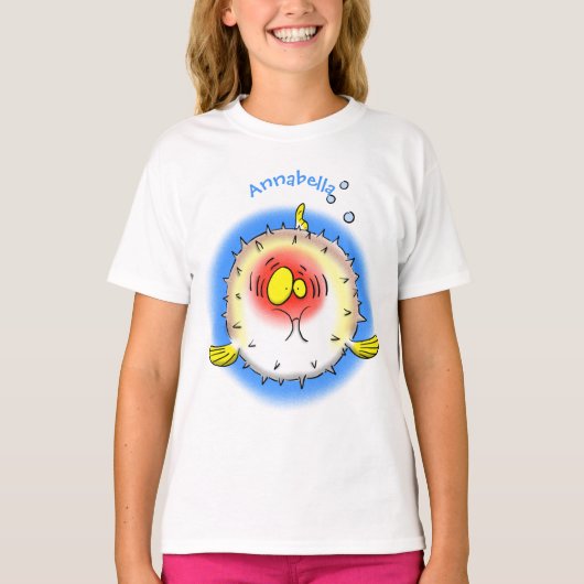 Funny Puffer Fish porcupfish Cartoon T-Shirt (Vorderseite)