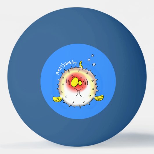 Funny Puffer Fish porcupfish Cartoon Tischtennisball (Vorderseite)