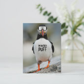Funny Puffin Downhill Ski Powder Puff Ski Trip Postkarte (Stehend Vorderseite)