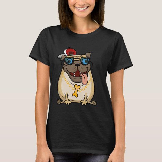 Funny Pug Cartoon Thug Life Dog T-Shirt (Vorderseite)