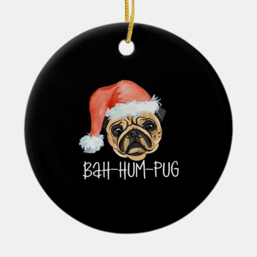 Funny Pug Christmas Dog Mom Dad Pajamas Oversized Keramik Ornament (Vorne)