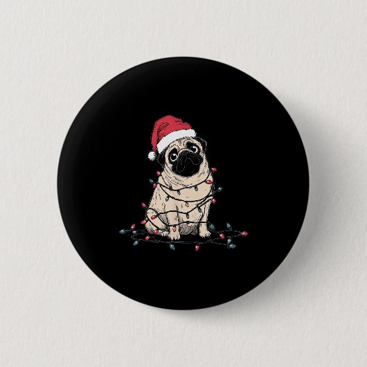 Funny Pug Christmas Graphics Dog Lights Lover Owne Button (Vorderseite)