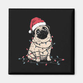 Funny Pug Christmas Graphics Dog Lights Lover Owne Magnet (Vorne)