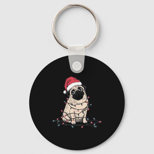 Funny Pug Christmas Graphics Dog Lights Lover Owne Schlüsselanhänger (Vorderseite)