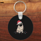 Funny Pug Christmas Graphics Dog Lights Lover Owne Schlüsselanhänger (Vorderseite)