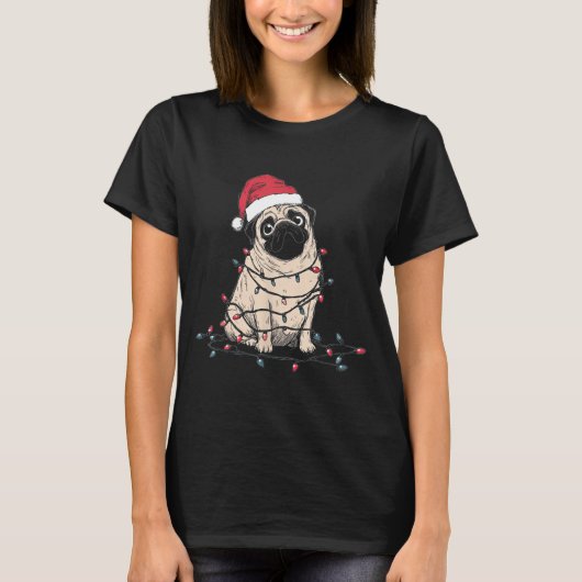 Funny Pug Christmas Graphics Dog Lights Lover Owne T-Shirt (Vorderseite)