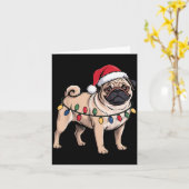 Funny Pug Christmas Santa Hat Xmas Lights  Karte (Gelbe Blume)