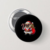 Funny Pug Christmas Santa Outfit Xmas Mom Dad Kids Button (Vorne & Hinten)
