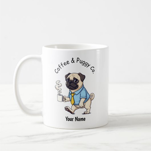 Funny Pug Dog Business Suit Coffee Kaffeetasse (Links)