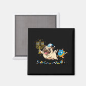 Funny Pug Dreidel Menorah Hanukkah Kids Womens Men Magnet (Vorderseite/Rückseite)