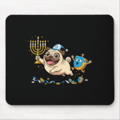Funny Pug Dreidel Menorah Hanukkah Kids Womens Men Mousepad (Vorne)