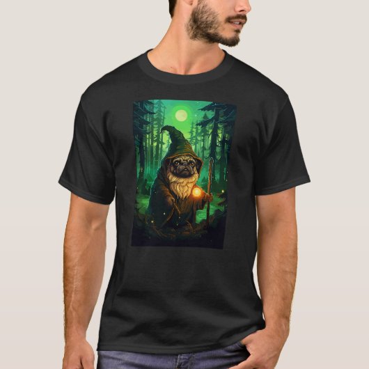 Funny Pug Wizard Cute Dog Pixel Art T-Shirt (Vorderseite)