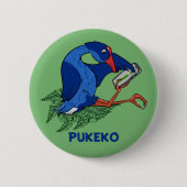 Funny Pukeko mit Mobiltelefon Button (Vorderseite)