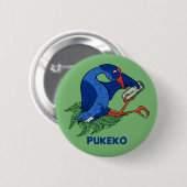 Funny Pukeko mit Mobiltelefon Button (Vorne & Hinten)