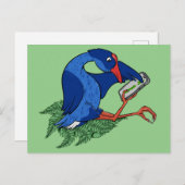 Funny Pukeko mit Mobiltelefon Postkarte (Vorne/Hinten)