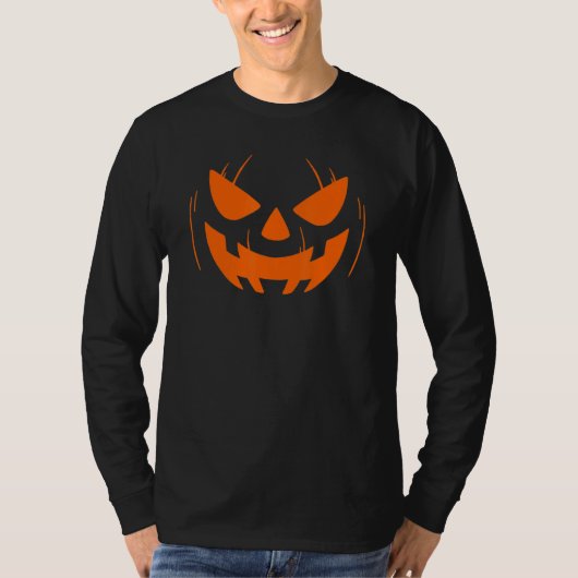Funny Pumkin Face Orange Beängstigender Halloween- T-Shirt (Vorderseite)