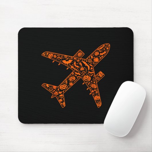 Funny Pumpkin Airplane Candy Halloween Mens Womens Mousepad (Mit Mouse)