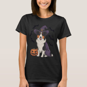 Funny Pumpkin Bat Hexenkostüm Border Collie Dog T-Shirt