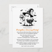 Funny Pumpkin Carving Einladung Postcard (Vorne/Hinten)