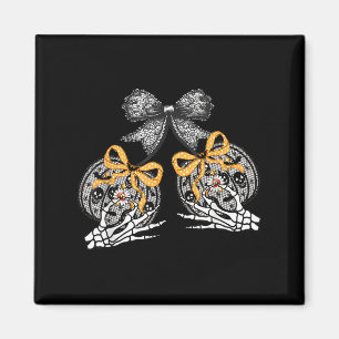 Funny Pumpkin Cherries Skeleton Lace Coquette Bow Magnet