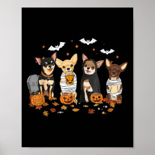 Funny Pumpkin Ghost Chihuahua Halloween Chihuahua Poster