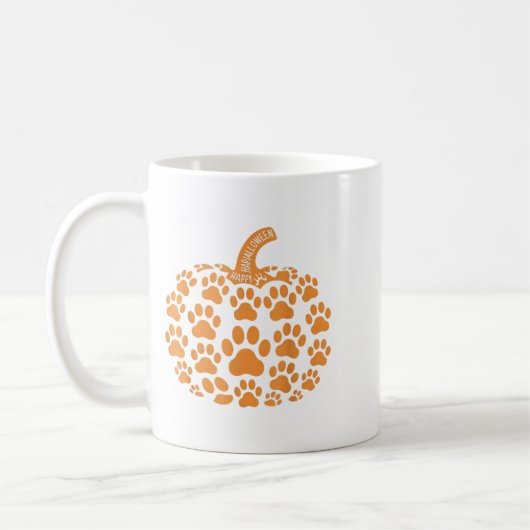 Funny Pumpkin Halloween Paw Hund für Männer Frauen Kaffeetasse (Links)