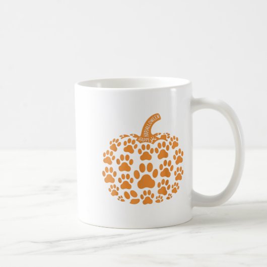 Funny Pumpkin Halloween Paw Hund für Männer Frauen Kaffeetasse (Rechts)