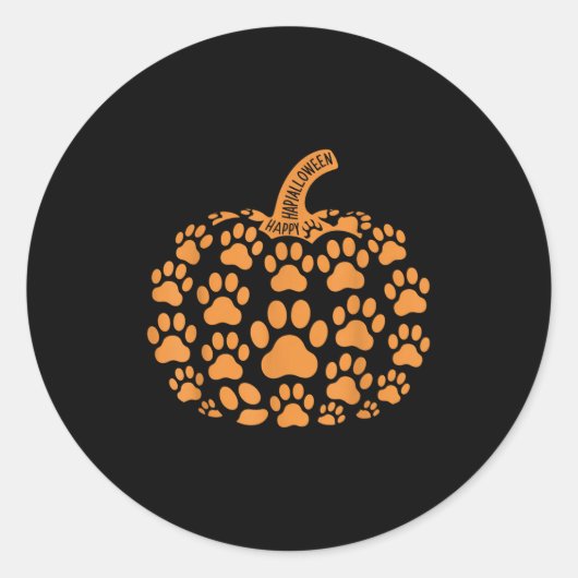 Funny Pumpkin Halloween Paw Hund für Männer Frauen Runder Aufkleber (Vorderseite)