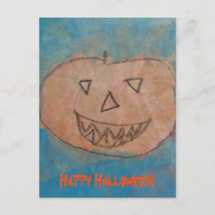 Funny Pumpkin Happy Halloween Kinder Kunst Wasserf Postkarte