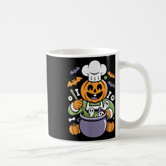 Funny Pumpkin Koch Cooking Halloween Cauldron Desi Kaffeetasse (Rechts)