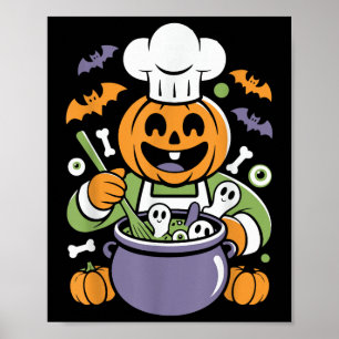 Funny Pumpkin Koch Cooking Halloween Cauldron Desi Poster