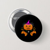 Funny Pumpkin Kürbislaterne Video Gamer Button (Vorne & Hinten)