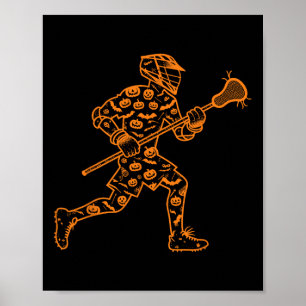 Funny Pumpkin Lacrosse Candy Halloween Mens Damen Poster