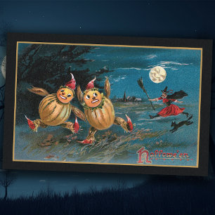Funny Pumpkin Leute, die von Halloween Hexe rennen Seidenpapier